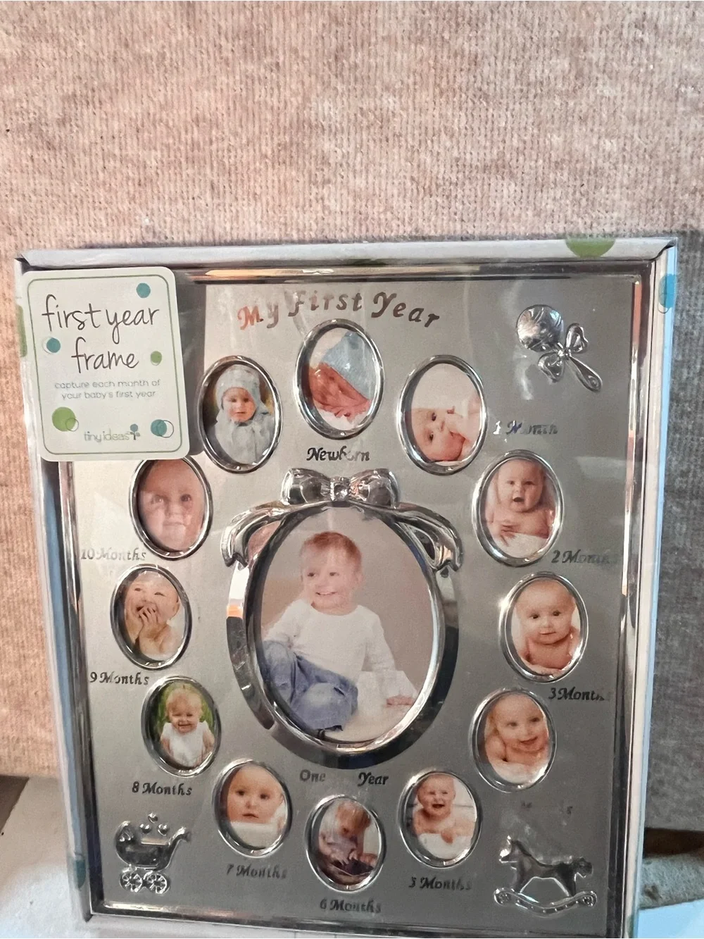 First Year Photo Frame - Silver Baby Memory Display